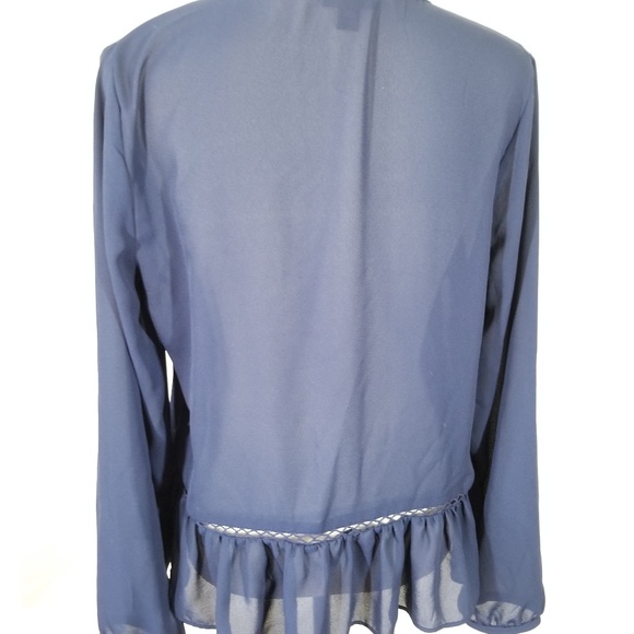Ana a New Approach tassel cord blue blouse top. M - Picture 3 of 8